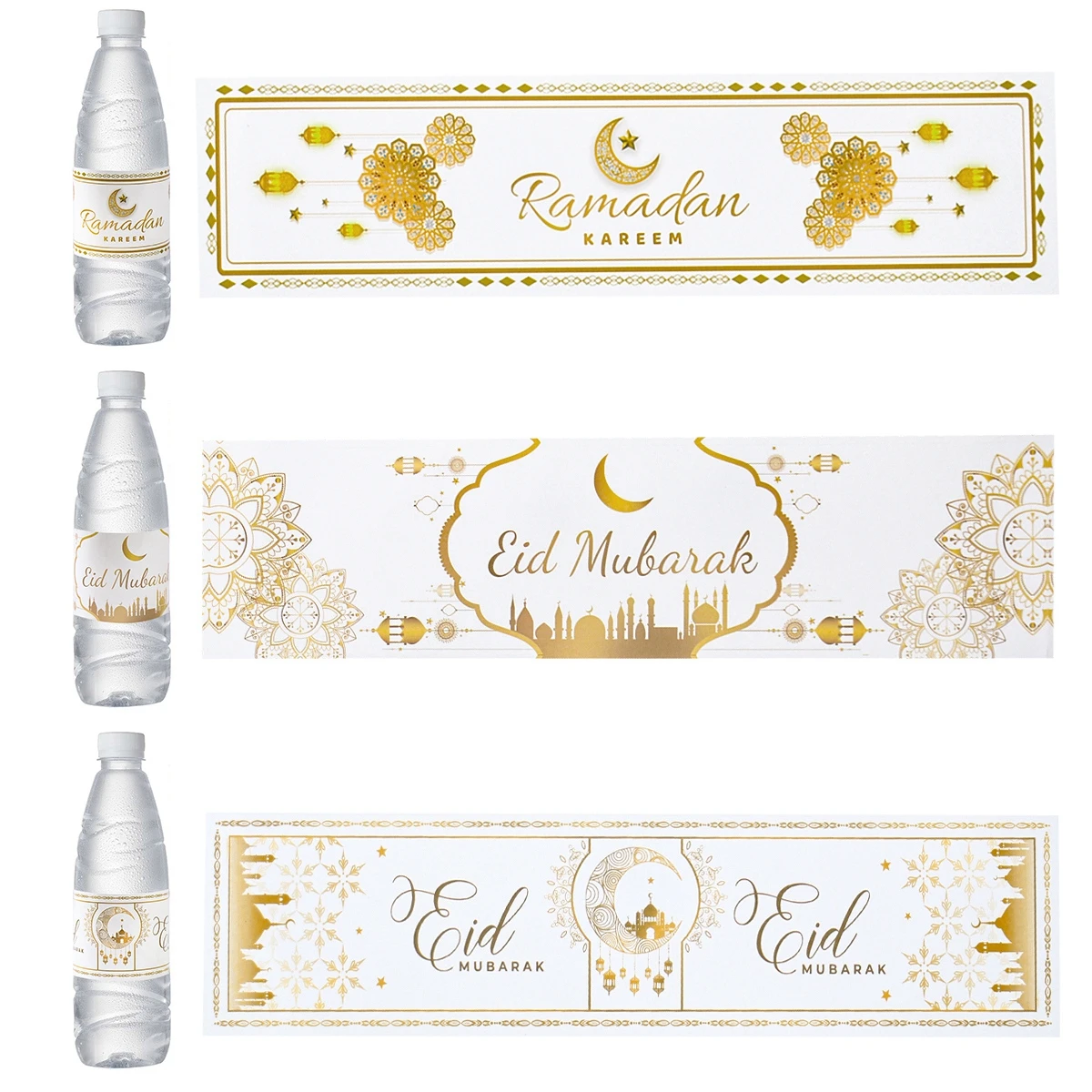 Ramadan Mubarak adesivi per bottiglie d'acqua regalo decorativo bottiglia musulmana islamica etichetta adesiva Eid Al-fitr forniture per la decorazione del partito