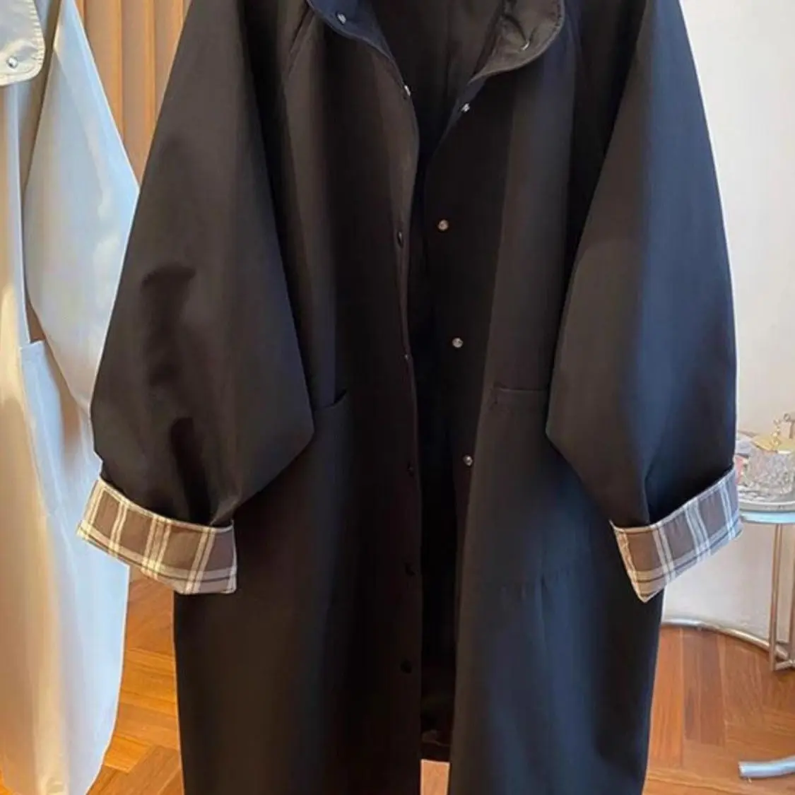 Premium stand-up collar medium and long trench coat light and thin coat spring and autumn new loose high-end British coat