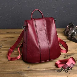 Casual Anti Thief Backpack for Women Shoulder Bag Famous Brand Soft Leather Backpack Female Simple School Bags for Teenage Girls