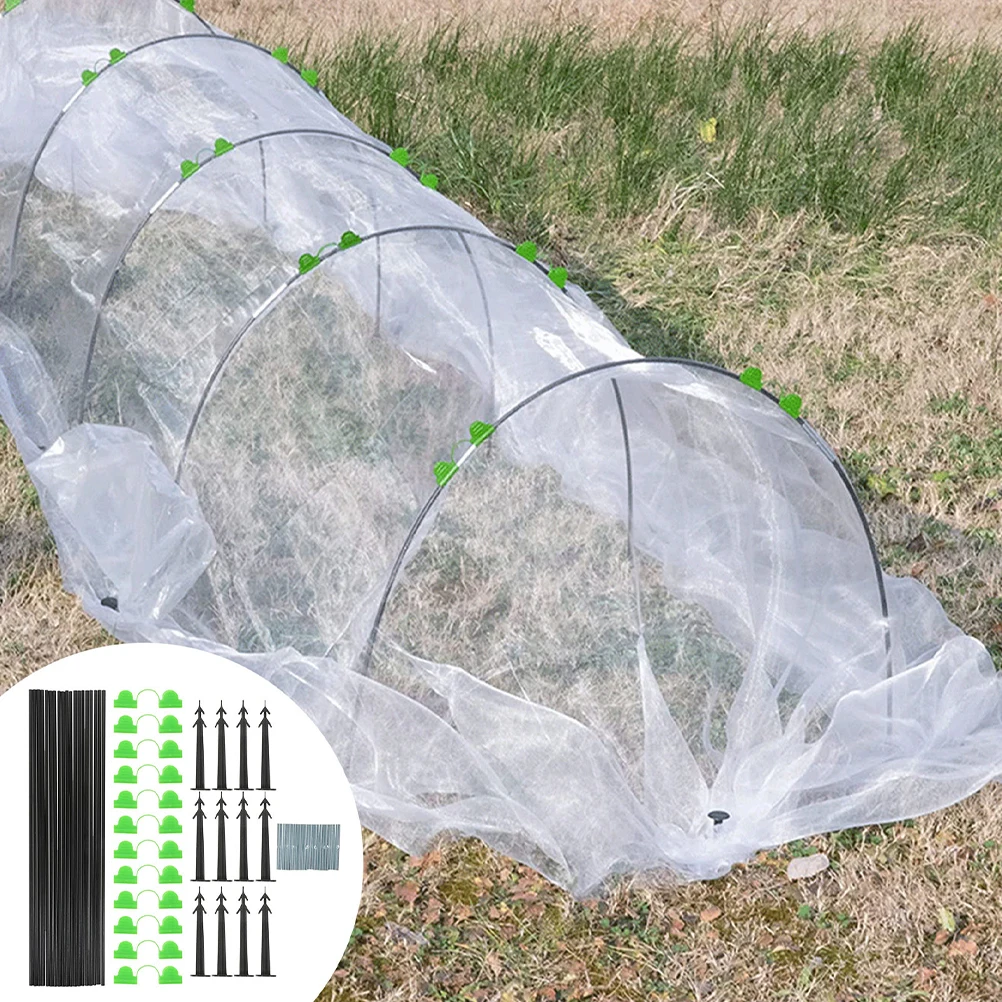 

1 set Greenhouse Protection Net Durable Plant Cover Mini Tunnel Hoops Easy Install Gardening Support Frame Arched Hooks Storage