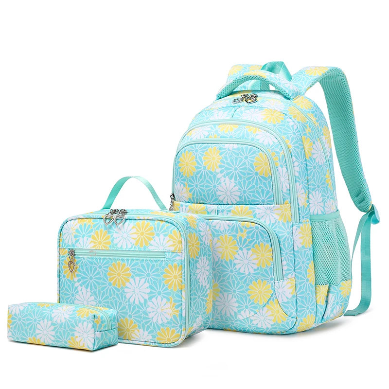 School Bags for Teenage With Lunch Box 3 Pcs/Set School Backpack for Children Waterproof Kid Bookbag Pencil Case Mochila Pockets