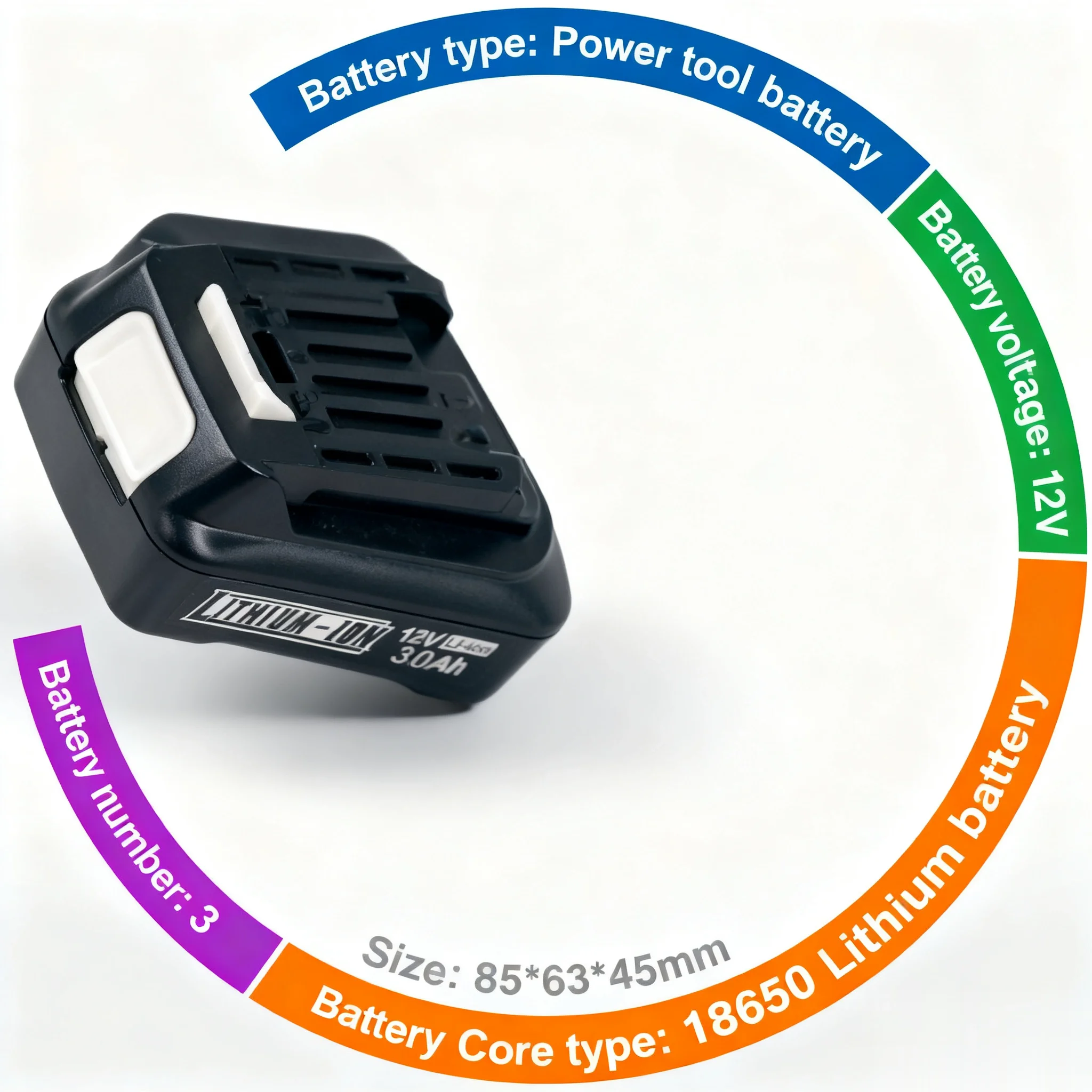 pro lithium-iontovou baterii Makita 12V 1,5-3Ah, používanou pro elektrické nářadí, jako je stavebnictví a zahradnictví - náhled 2