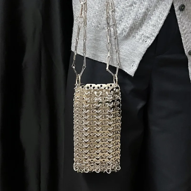 

Women's Bag Designer Tote Bag Hand Woven Metal Sequin Hollow Luxury Bag Evening Bag Travel Holiday Handbag Women Shoulder Bag