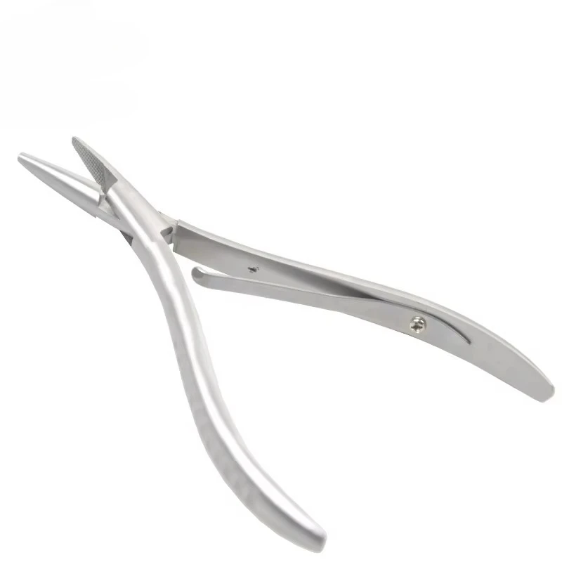 Flat Nose Hair Extension Pliers Toothed Design Stainless Steel Professional Salon DIY Hair Tool