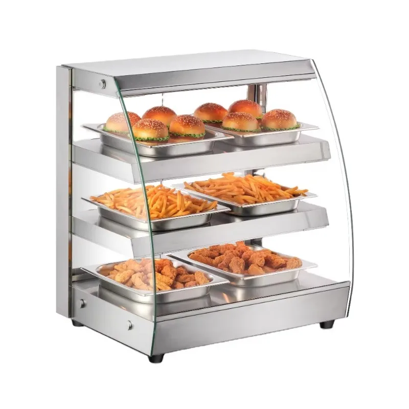 Foodservice Display Equipment Heated Glass Showcase Food Warmer With GN Pans And LED Lights