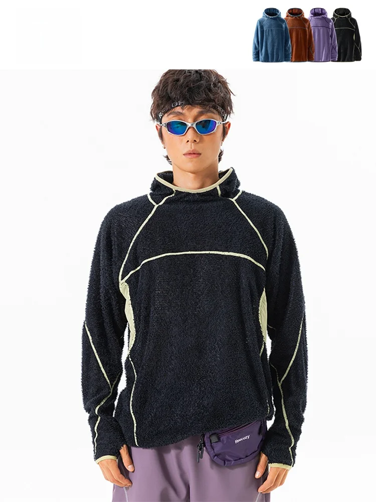 

Мужская свободная толстовка с капюшоном для активного отдыха, повседневная, из полиэфирного волокна, антибактериальная, быстросохнущая, с фактурным дизайном в стиле пэчворк, с капюшоном