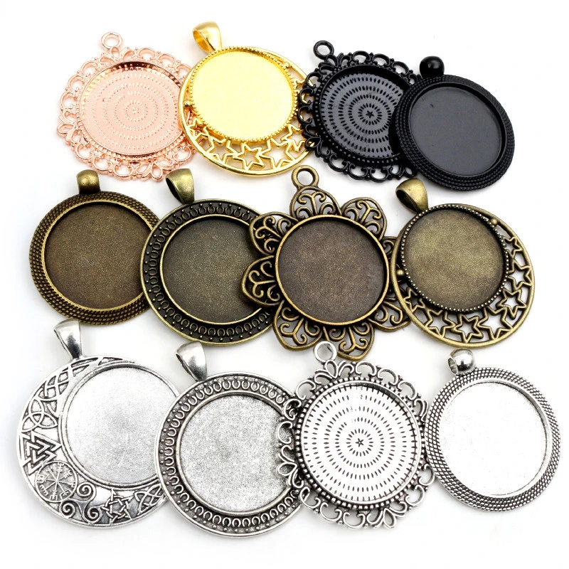 High Quality 5pcs 25mm Inner Size 6 Colors plated  Cameo Base Setting Stars Style Pendant