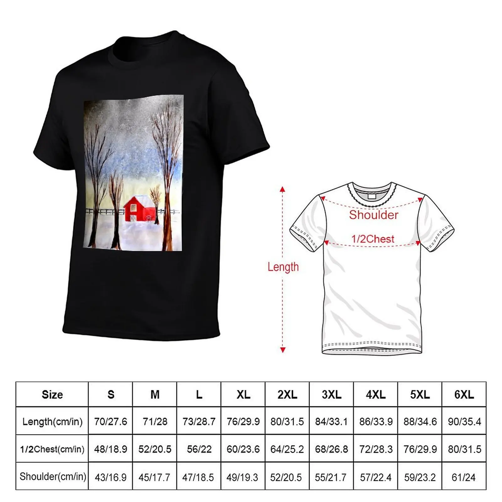 Red barn in winter T-Shirt g man t shirts for men man t shirt designer T-Shirt