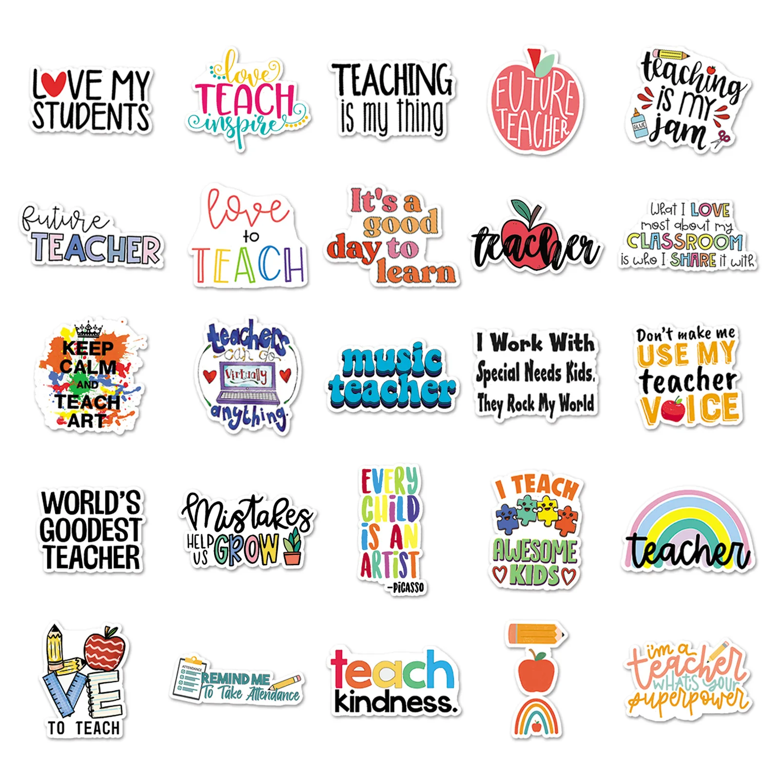 50PCS Inspirational Teacher's Day Stickers Skateboard Laptop Motorcycle Graffiti Sticker Decals Kids Toy