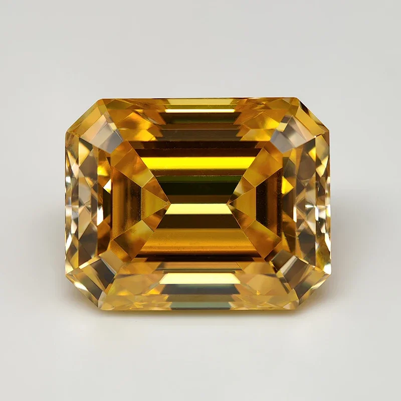

Golden Yellow Color Emerald Cut Moissanite Stone GRA Certified Moissanita Diamond Gemstone Pass Diamond Tester with Certificate