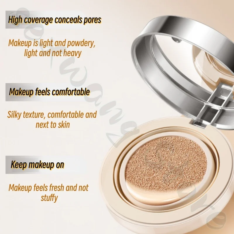 VOUO Soft Mist Air Cushion Cream Concealer Moisturizing Lightweight Invisible Pore Air Cushion BB Cream Creamy Skin Foundation
