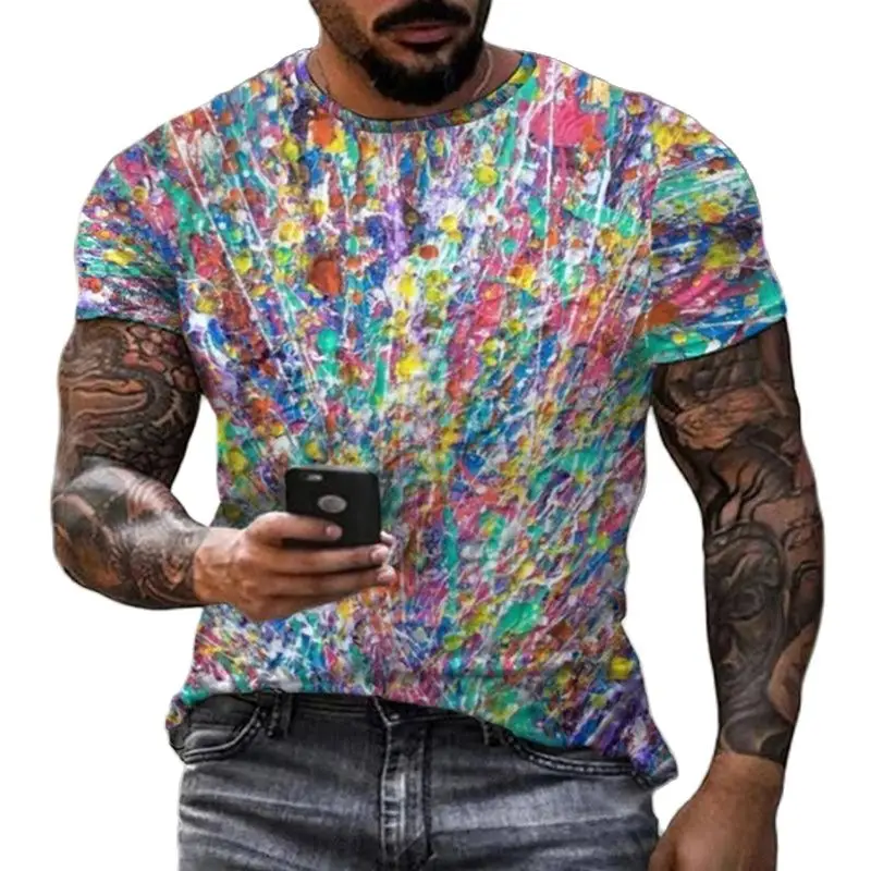 Mosaic Do Old Art Graffiti Four Seasons Print Men And Women Taste Retro Hip Hop Personality Round Neck Short Sleeve T-Shirts Top