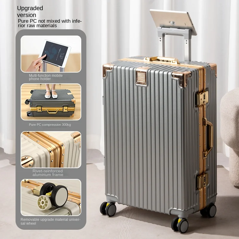 чемодан Women New 28\'\' Large Capacity Suitcase Removable Universal Wheel Student Trolley Case With Mobile Phone Holder Male