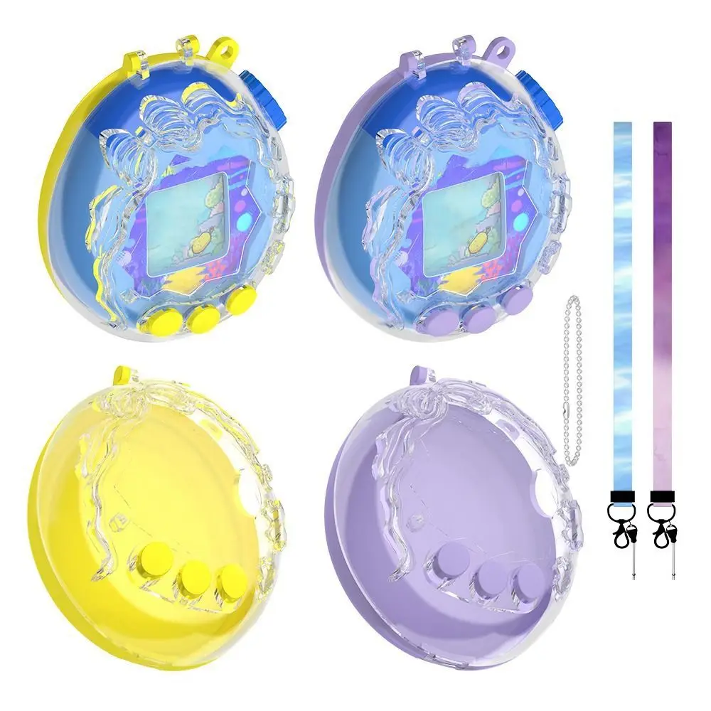 Transparent Protective Case Crystal PC with Lanyard Hard Shell Anti-Scratch Full Coverage Clear Cover for Tamagotchi Paradise
