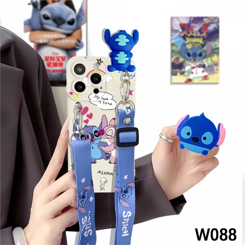 For Samsung Galaxy A16 A17 A20S A21S A22S M60S M62 M80S J730 J415 J530 Cute Cartoon Disney Stitch Kids' Phone Case With lanyard