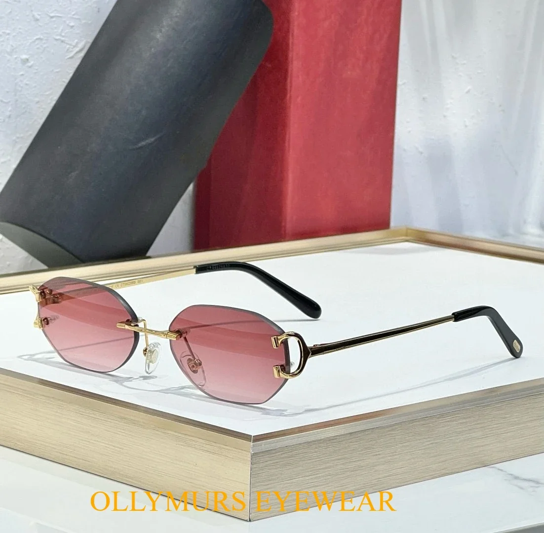 

Оригинальные дизайнерские американские модные солнцезащитные очки премиум-класса CT0029 с металлической пряжкой в форме подковы, без оправы, европейский стиль, защита от солнца