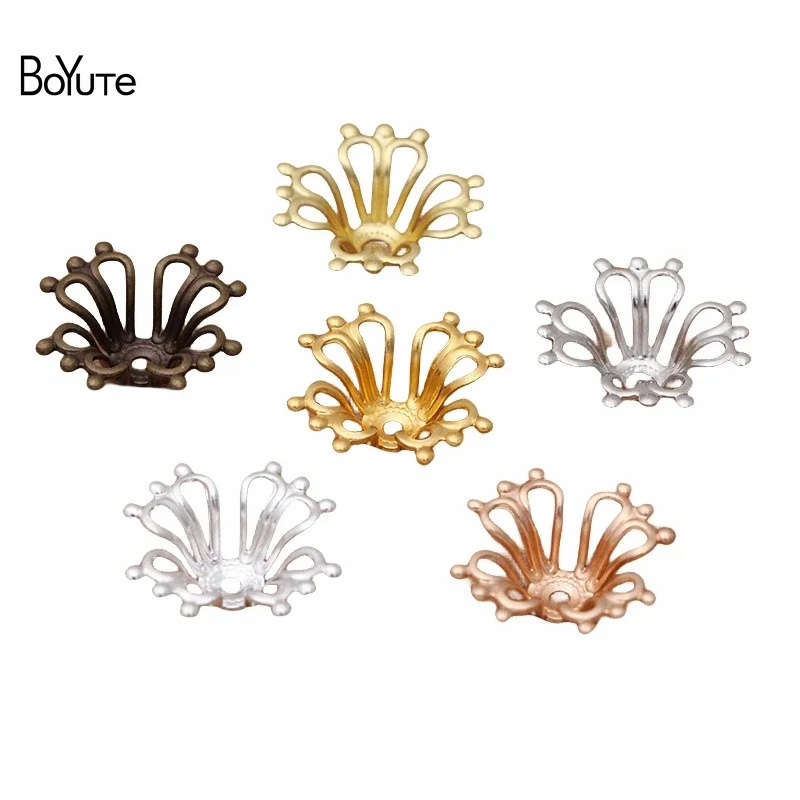 

BoYuTe (100 Pieces/Lot) Metal Brass Stamping 17MM Filigree Flower Bead Caps Diy Hand Made Jewelry Accessories Wholesale