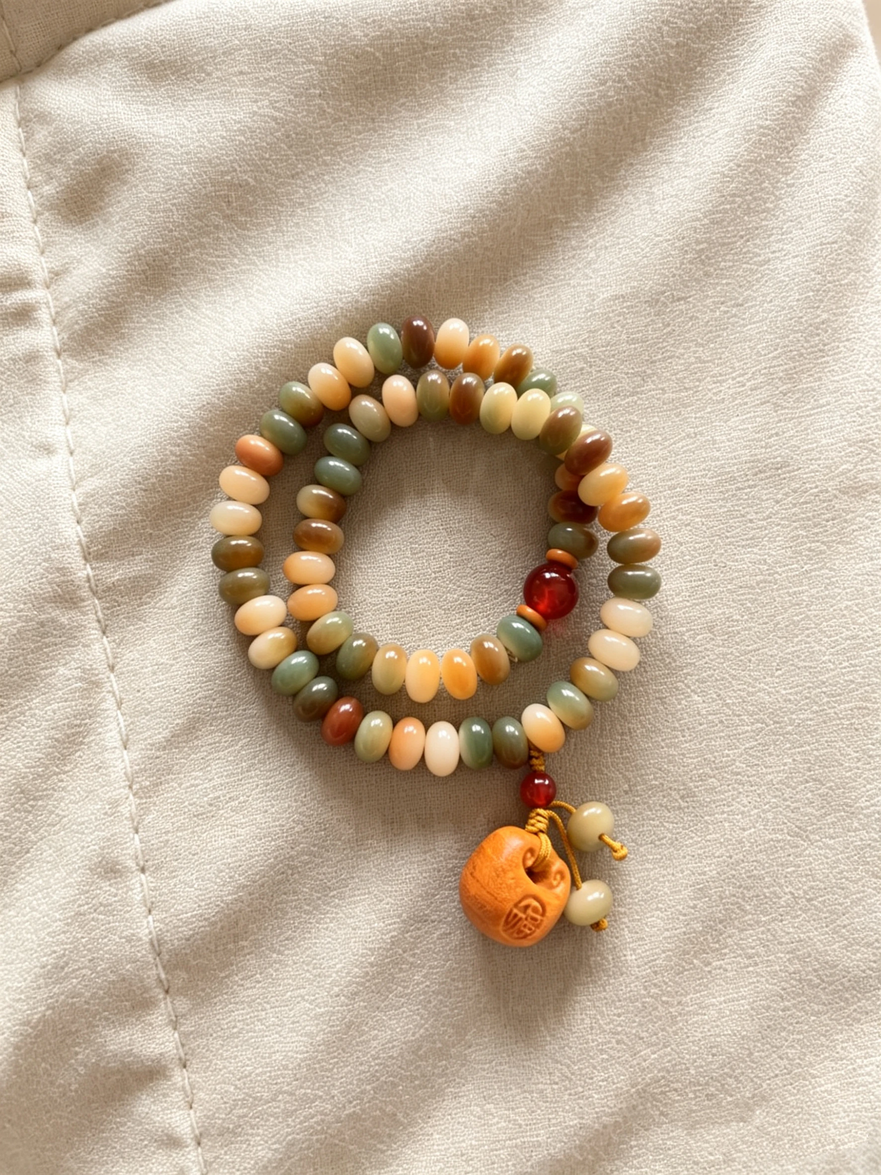 

New Chinese Dunhuang Gradient Bodhi Root Double-Loop Bracelet