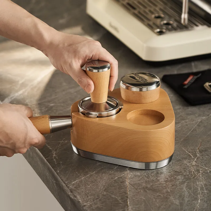 58Mm handle base solid wood bracket powder pressing hammer Italian coffee machine accessories