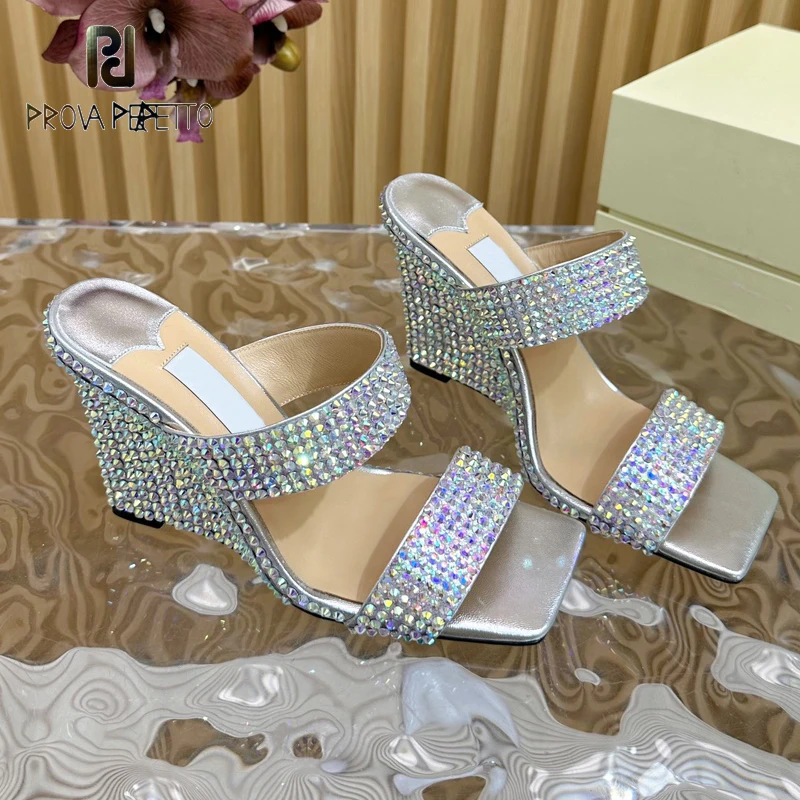 

Pearls Wedge High Heel Slipper Shoe Straps Open Toe Luxury Party Wedding Summer Slides Bridal Beautiful Elegant Delicate Shoe