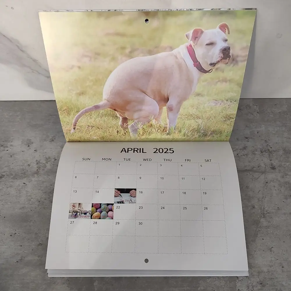 Daily Weekly Monthly Planner 2025 Calendar Dogs Pooping Hangable Dogs Pooping Calendar Paper Wall Calendar Office