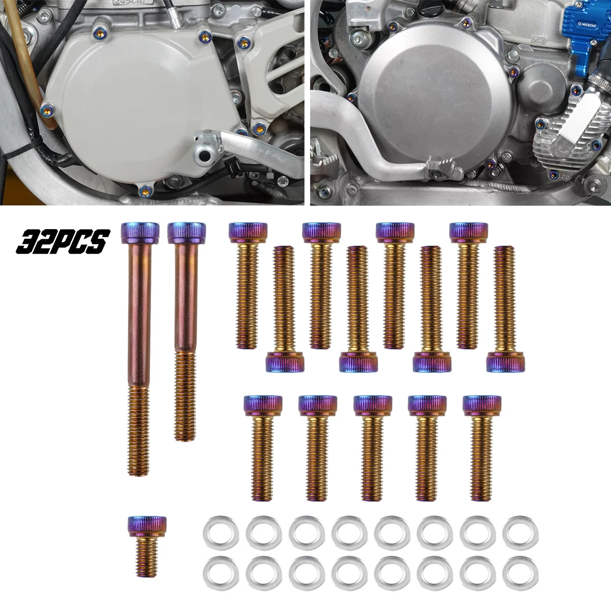 

NICECNC For Yamaha YZ250 1999-2024 YZ250X 2016-2024 YZ 250 YZ 250X Clutch Side Crankcase Bolts Screws Nuts Stainless Steel
