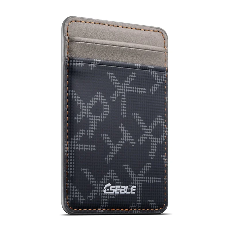 Ultradünnes PU-Leder-Portemonnaie mit zwei Kartenfächern für MagSafe, magnetischer Kartenhalter, geometrisches Buchstabenmuster, für iPhone und Samsung-Serien. – Detail 5