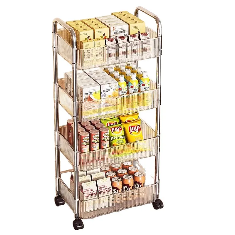 Acrylic snack cart storage rack for floor movement in bathroom and toilet storage box with multi-level storage rack - bestseller