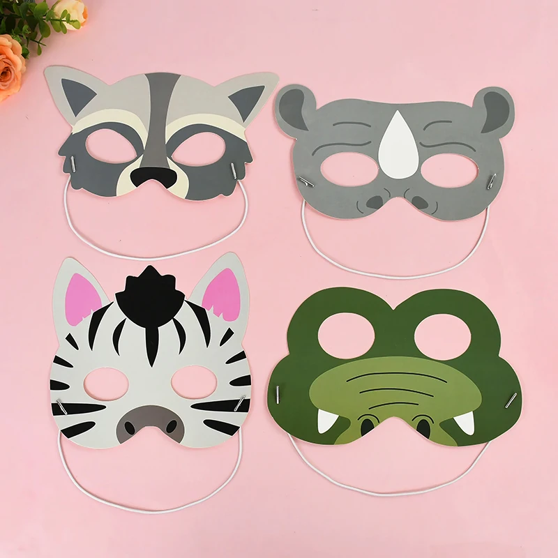 

16Pcs Cartoon Jungle Animal Masks Paperboard Masks Toy For Kids Birthday Cosplay Party Decor Dress Up Costume