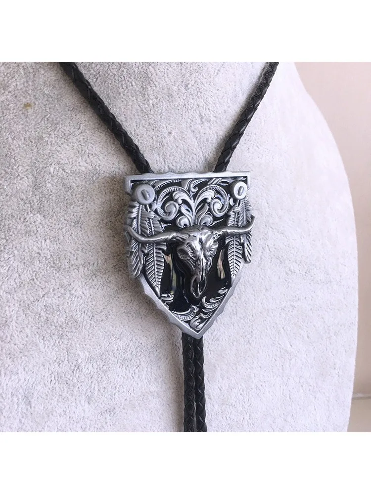 Креативный нишевый галстук-боло премиум-класса в западном стиле, голова быка, рельефный металлический ремесло, праздничный подарок, высококачественное украшение на ощупь