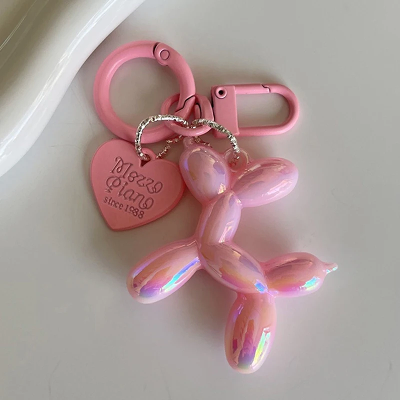 DIY Candy Color Sweet Resin Balloon Dog Keychain For Women Girls Animal Shaped Phone Chain Key Buckle Accessories Bag Pendant