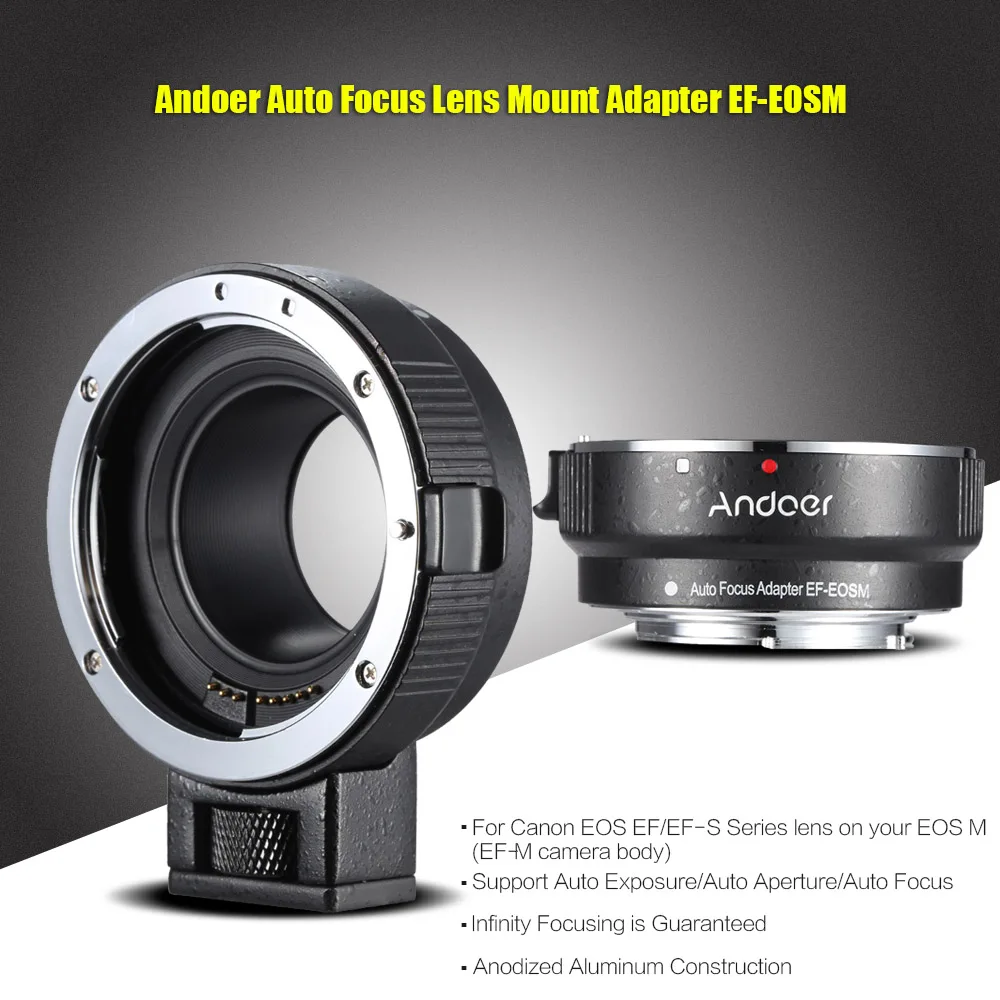 Andoer EF-EOSM Lens Mount Adapter for Canon EF/EF-S Series Lens to EOS M EF-M M2 M3 M10 Camera Body Support Image Stability