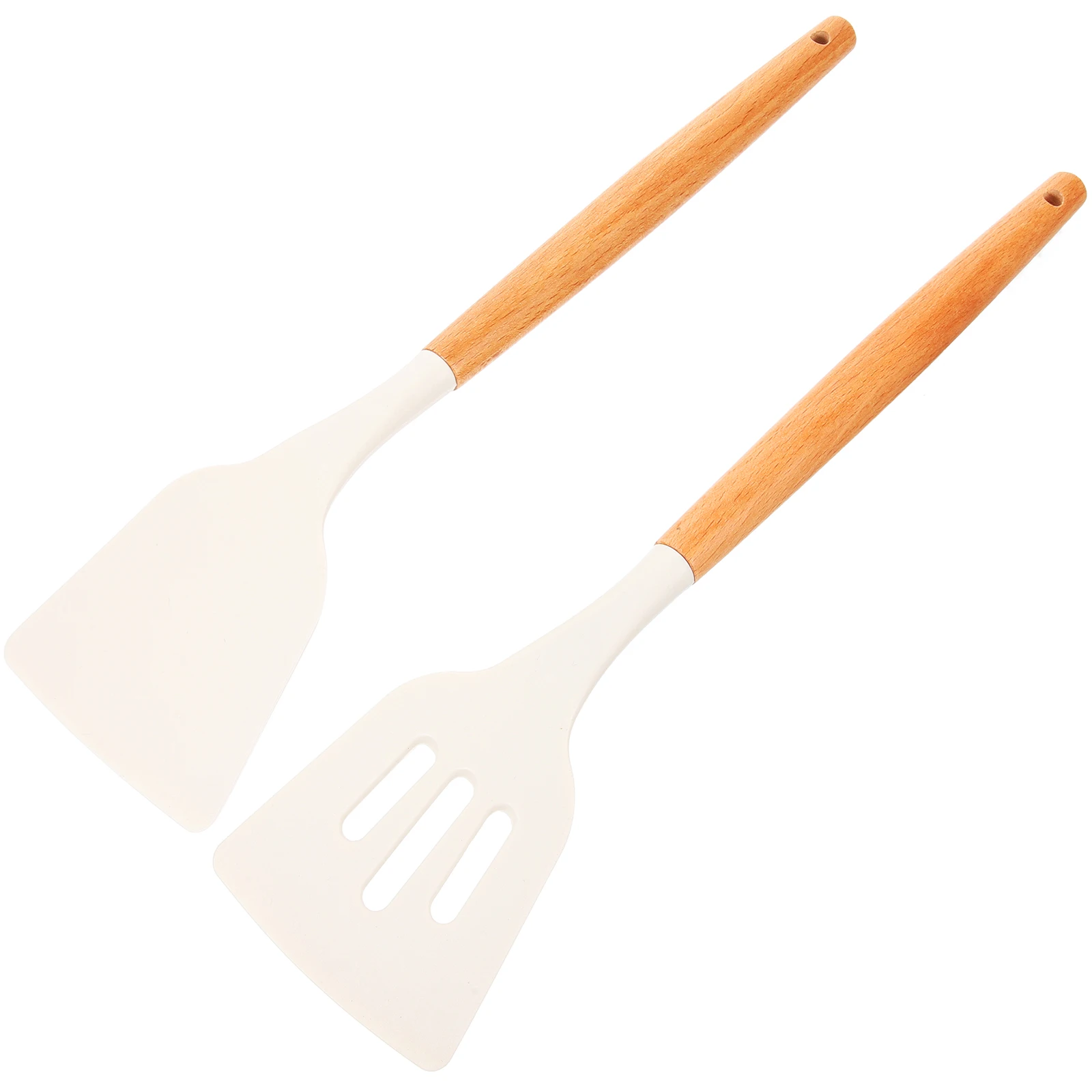 

2pcs Silicone Spatula Set Nonstick Kitchen Cooking Utensils SoftPot Spoon Ladle Tools White Color FlatwareSet