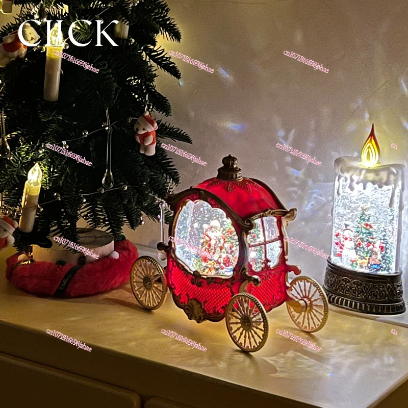 2025 Christmas Gift Crystal Ball Light Music Box Christmas Tree Pumpkin Carriage Candle