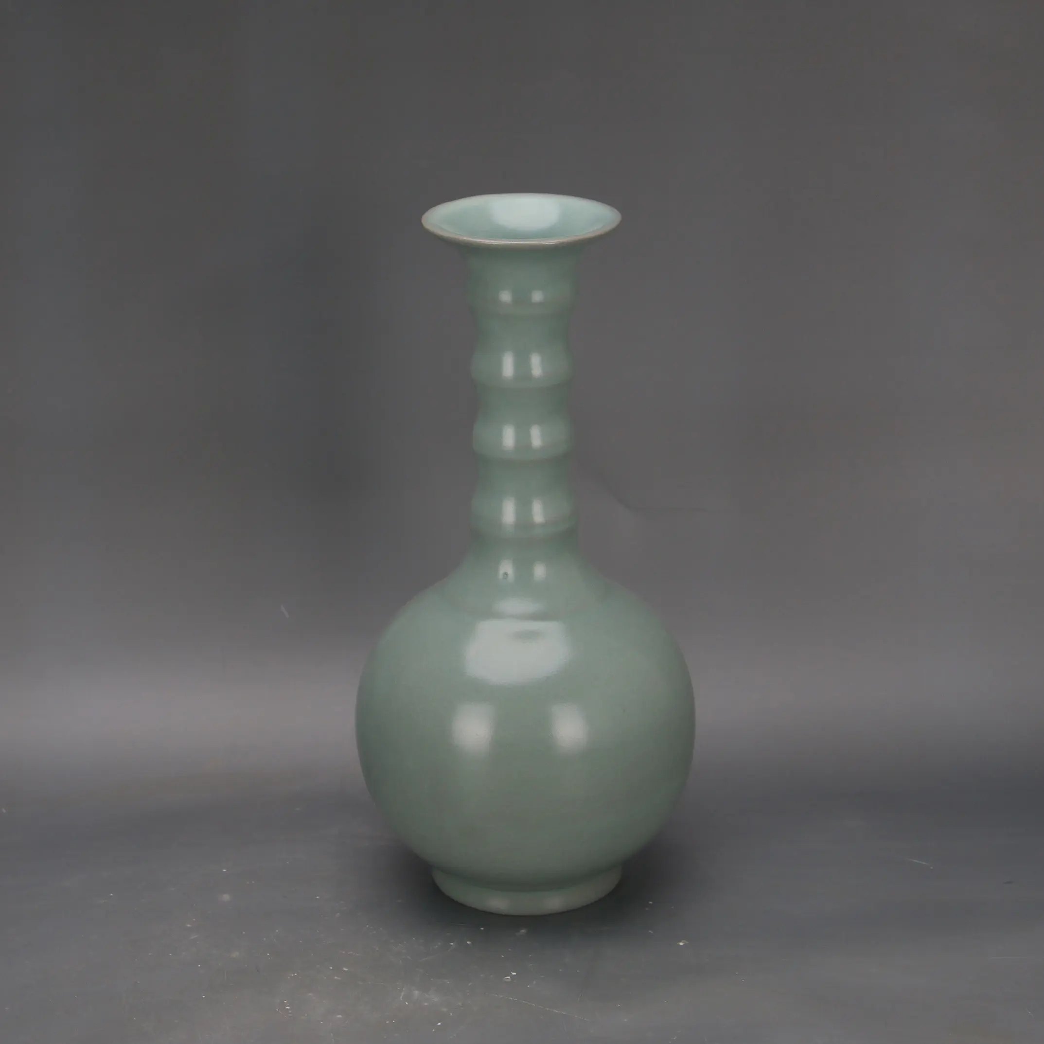 Song Style Ru Ware Celadon Cicada Wing Crackle Bamboo Joint Vase Spur Marks Chinese Porcelain Home Decor