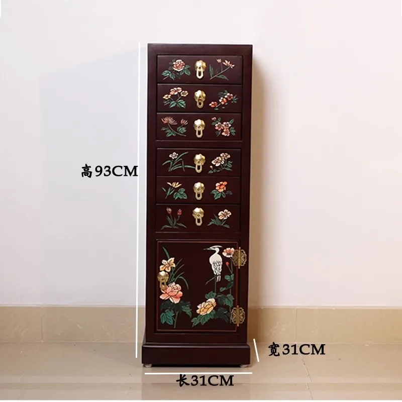 

Y Customized new Chinese style six drawer one door cabinet, simple home foyer storage, light luxury, modern antique style