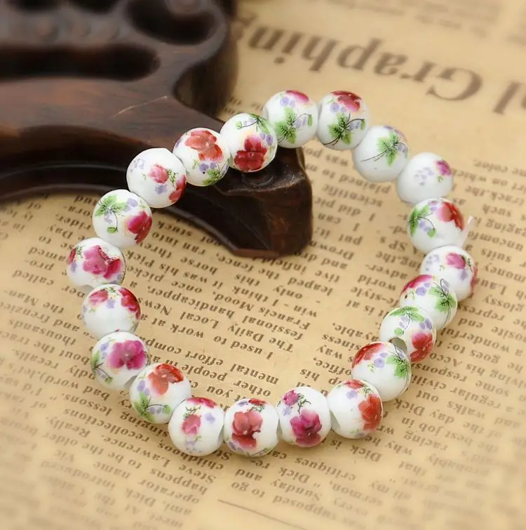 

Jingdezhen Ethnic Personality Hand Jewelry Men's and Women's Ceramic Fashion All-match Bracelet Pastel Full-bead Couple Gift