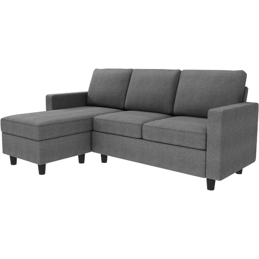 

Convertible Sectional Sofa, Convertible L Shaped Couch with Reversible Chaise, Sectional Couch for Small Space Apartment, Grey