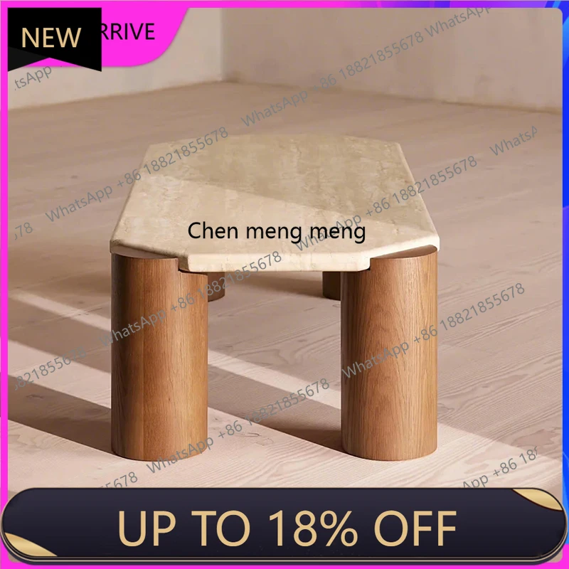 

M78 Minimalist solid wood travertine coffee table small tea table small apartment living room household square balcony coffee ta