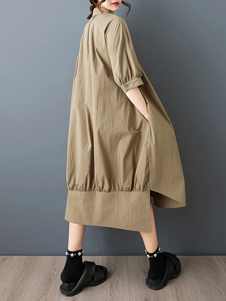 غير النظامية المرقعة خمر قميص فساتين للنساء صيف طويل جديد في قصيرة الأكمام فستان كاجوال فضفاض ملابس أنيقة 2025