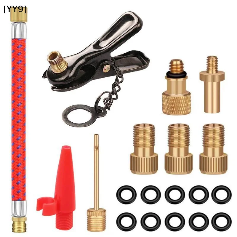 26-teiliges Kupfer-Fahrradventil-Adapter-Set, Pumpen-Aufblas-Kit für Fahrradreifen, Fußball, Fahrradzubehör[YY9]