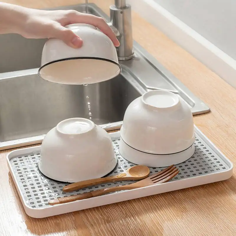 Drainer With Drip Tray Dish Drain Board Mat For Fruit Cup Mug Utensil Bathroom Accessories Big Water Drip Tray Holder