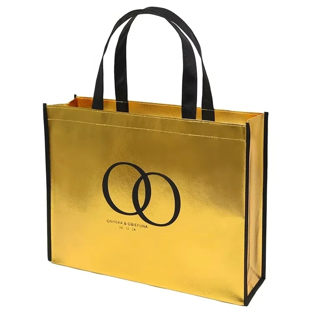500pcs/Lot Wholesale Eco Friendly Reusable Waterproof Custom Printed Non Woven Bags with Handle Grocery Shopping Gift Packaging