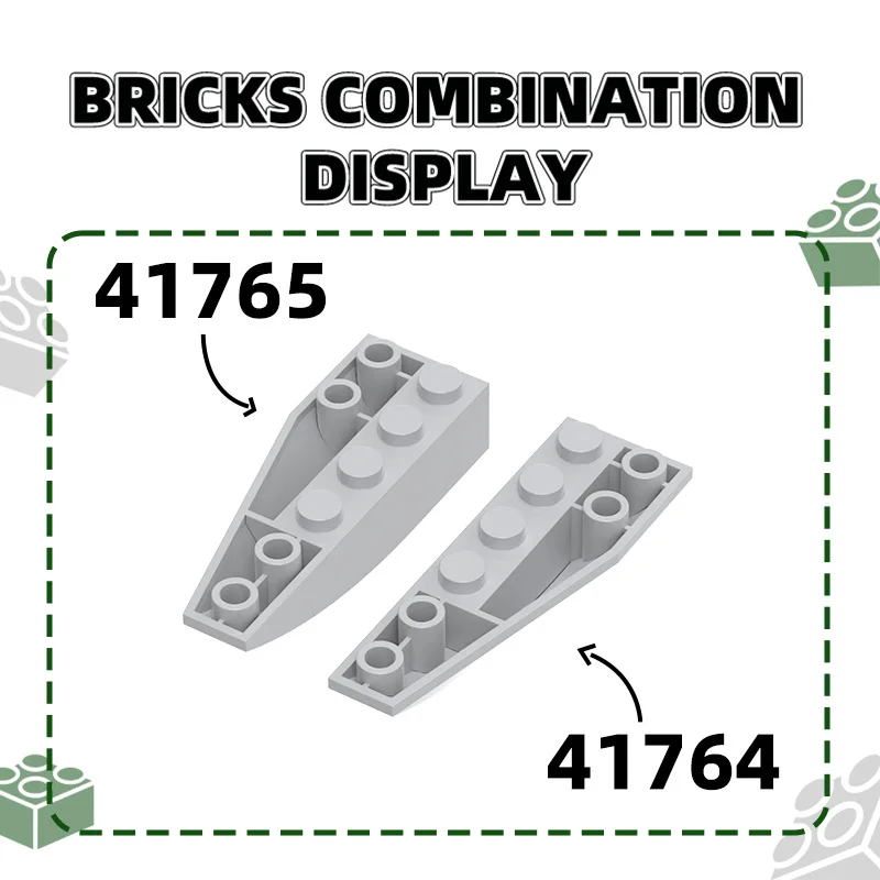 Wange 41765 웨지 곡선 반전 6x2 오른쪽 빌딩 블록, Moc 도구 액세서리, 벽돌 어린이 장난감 Gi 호환, 39 개/로트
