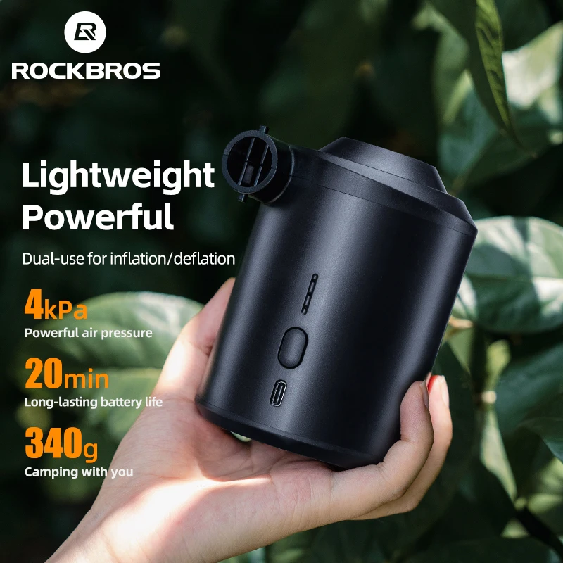 ROCKBROS Air Pump Electric Inflator USB Charging 3 in 1 Outdoor Camping Vacuum Potable Inflatable  Compressor For Mattress