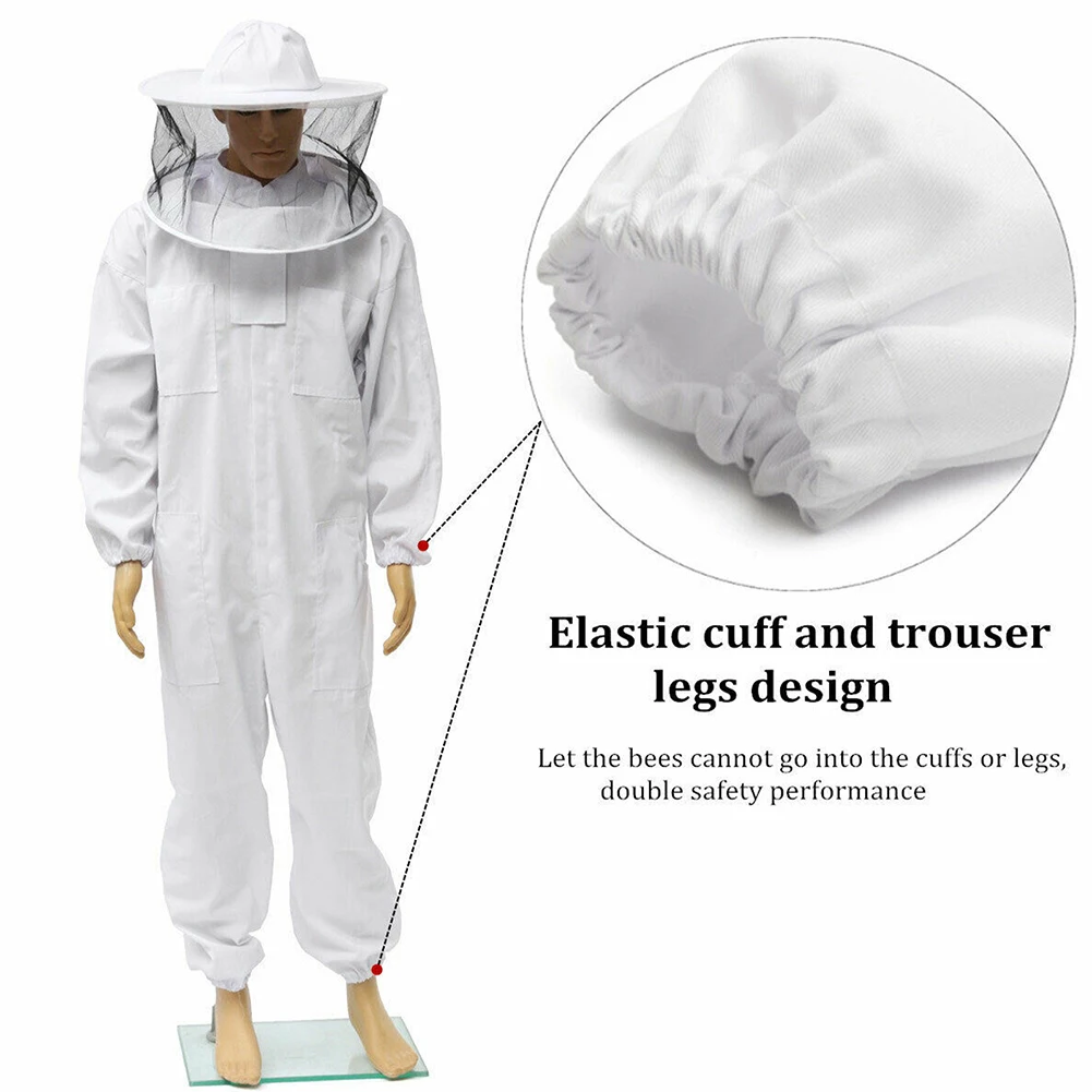 

Professional Full Body Beekeeper With Veil Hood Hat Zipper Protective Clothing Ventilated Home Beginner Safety Beekeeping Suit