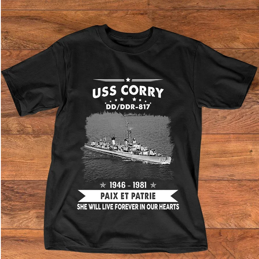 USS Corry DD/DDR 817 Destroyer Naval Veteran T-Shirt 100% Cotton O-Neck Summer Short Sleeve Casual Mens T-shirt Size S-3XL