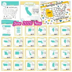 June 2026 New Taylored Across the Miles Close at Heart Country 50 Metal Cutting Dies and Stamps for DIY Scrapbook Calenda Diary