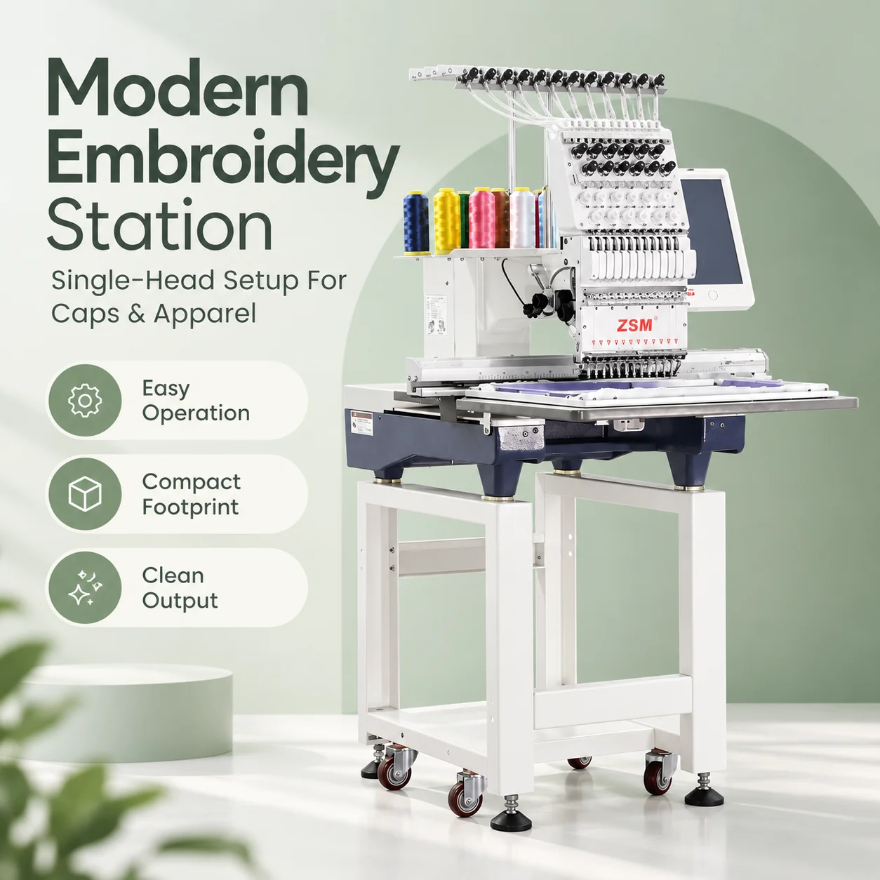 CE Certified High Speed Automatic Computer Embroidery Machine Single Head Embroidery Machine for Shoes Bag T-shirt Flat