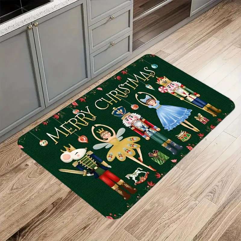 Merry Christmas Nutcracker Non-slip Door Mat Entrance Welcome Rugs Bedroom Balcony Hallway Bath Floor Mat Christmas Decorations